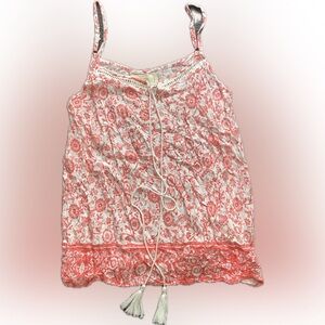 Sweet Wanderer Coral and White Floral Camisole